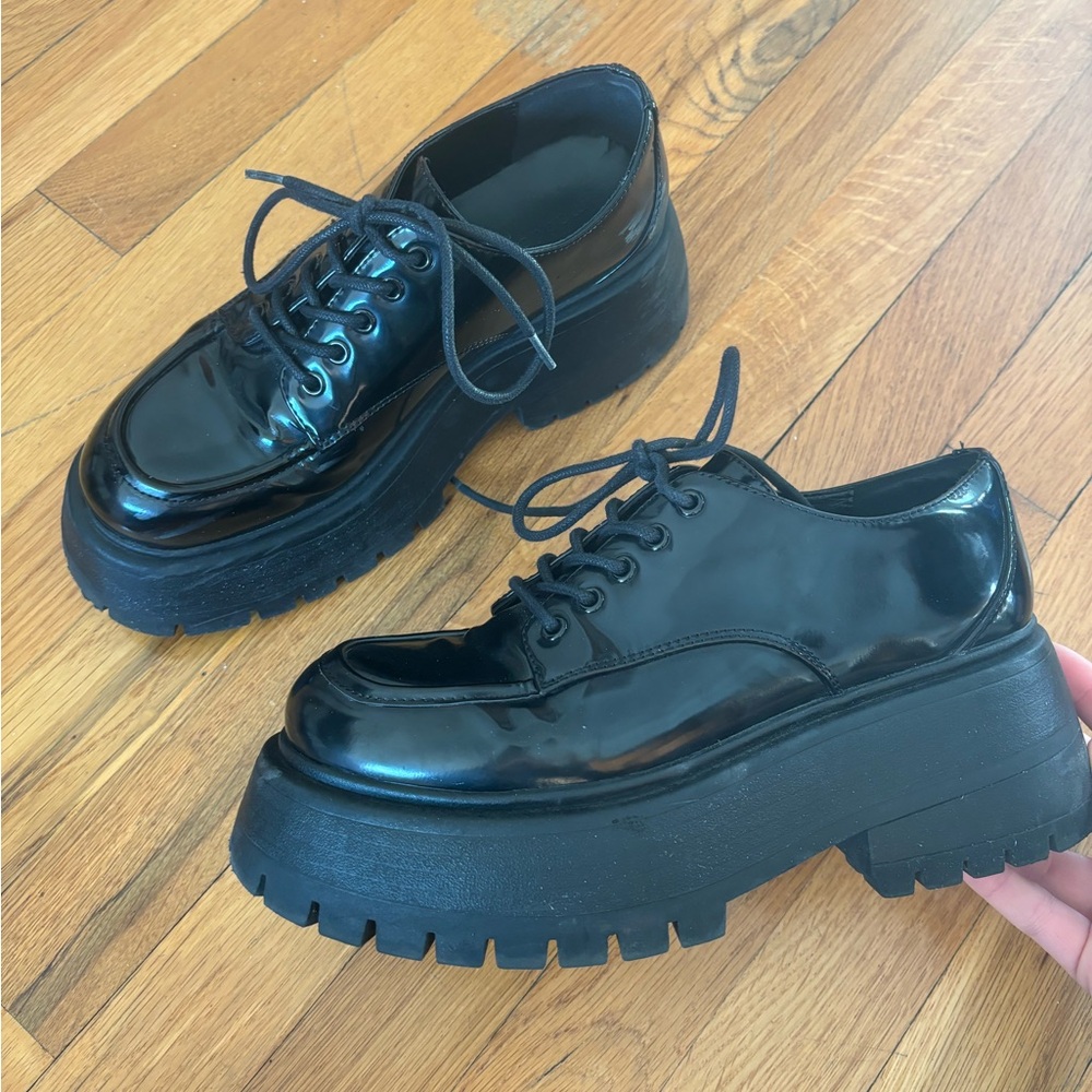 Madden Girl Chunky Platform Patent Oxfords Size 7.5